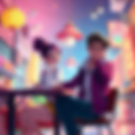 Vibrant artwork depicting characters Spice and Jason in a lively setting inspired by Peter and Loona