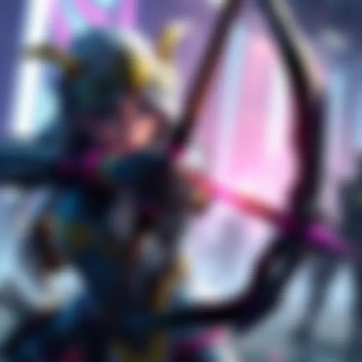 Ashe character aiming her bow in a competitive gaming setting, with a focus on strategy against enemies like Zarya and Genji.