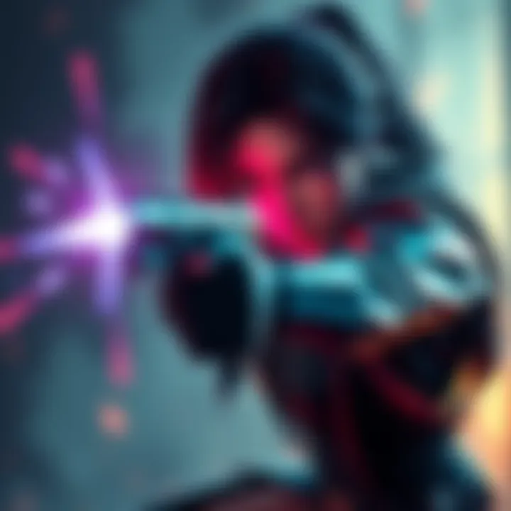 A character named Ashe aiming and shooting her gun with two distinct fire modes in action.