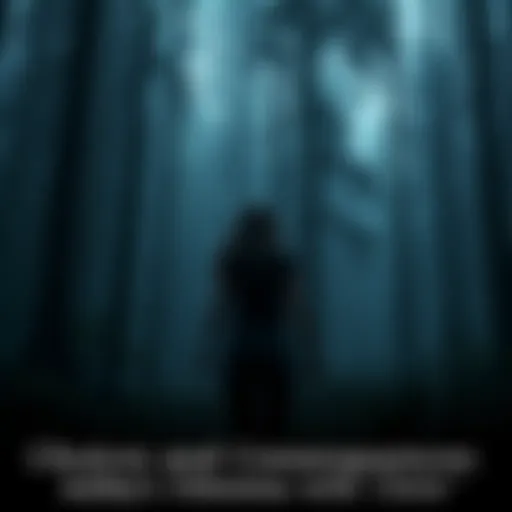 Ashley stands in a dark forest, torn between running from a Wendigo and trusting Chris, who stands ready to help