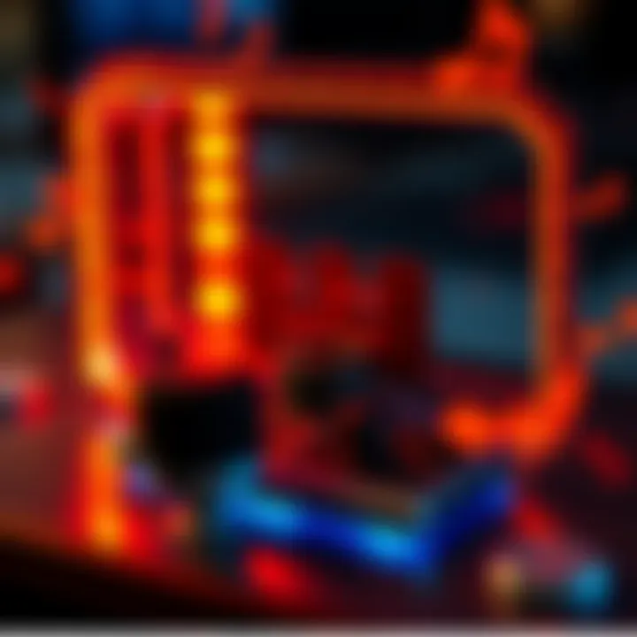 Ashtray Maze device Close-up of the Ashtray Maze device showing controls and speakers, with musical notes around it.