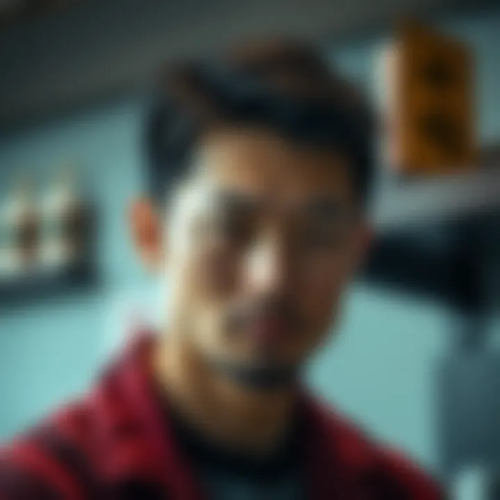 Asian character with facial hair An Asian character with a thoughtful expression and facial hair, reflecting on cultural themes in storytelling.