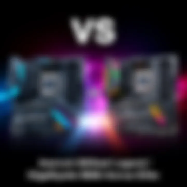 Side-by-side view of Asrock B850 Steel Legend and Gigabyte B850 Aorus Elite motherboards, showcasing their designs and features.