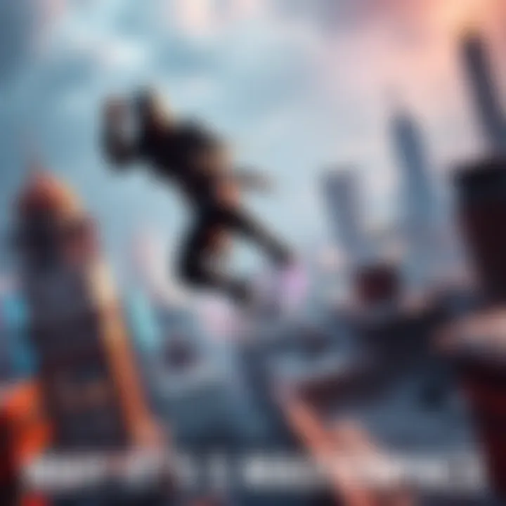 An assassin performing parkour on rooftops with a vibrant city backdrop in AC: Mirage