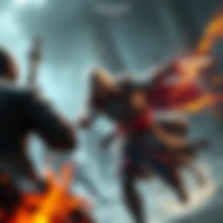 A character from the Assassin's Creed series fights an enemy in a dynamic battle scene, showcasing combat skills and action without animus interference.