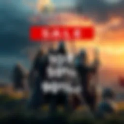 A promotional graphic showing Assassin's Creed Valhalla discounted at 90% off, featuring Viking warriors and a scenic game backdrop.