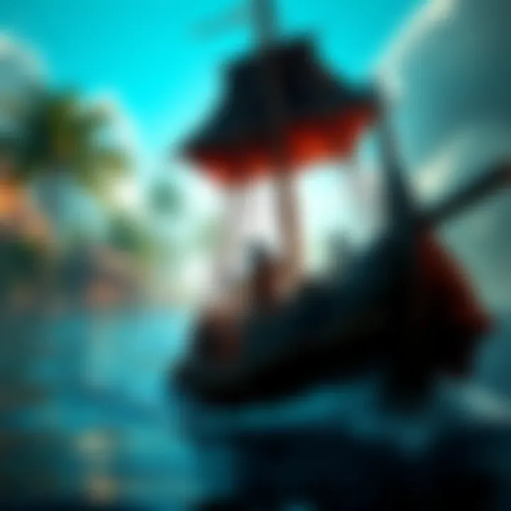 Assassin's Creed Black Flag Game Art Character from Assassin's Creed IV: Black Flag sailing a ship in a tropical setting