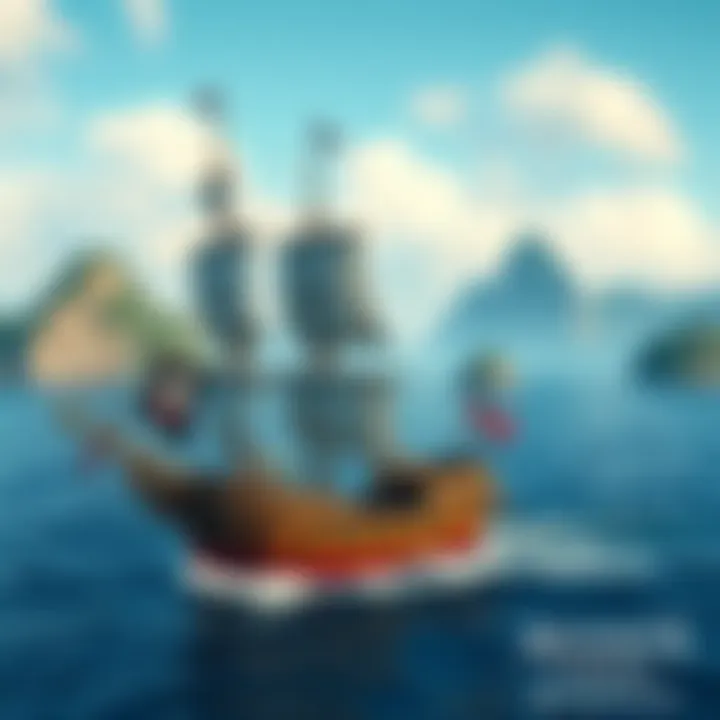 A pirate ship sailing on the ocean with lush tropical islands in the background, representing the new update for Assassin's Creed Black Flag.