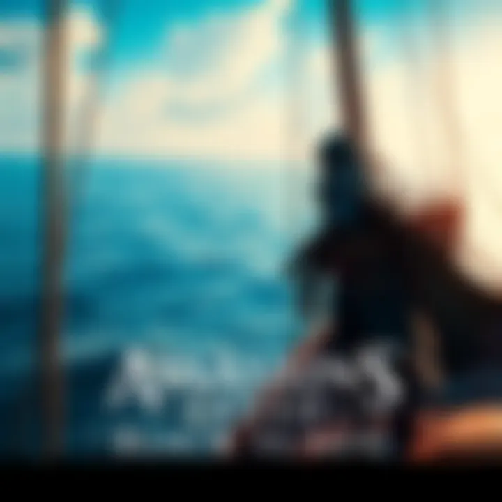 Stunning high-seas view featuring the main character from Assassin’s Creed Black Flag on a ship, surrounded by vivid ocean scenery.
