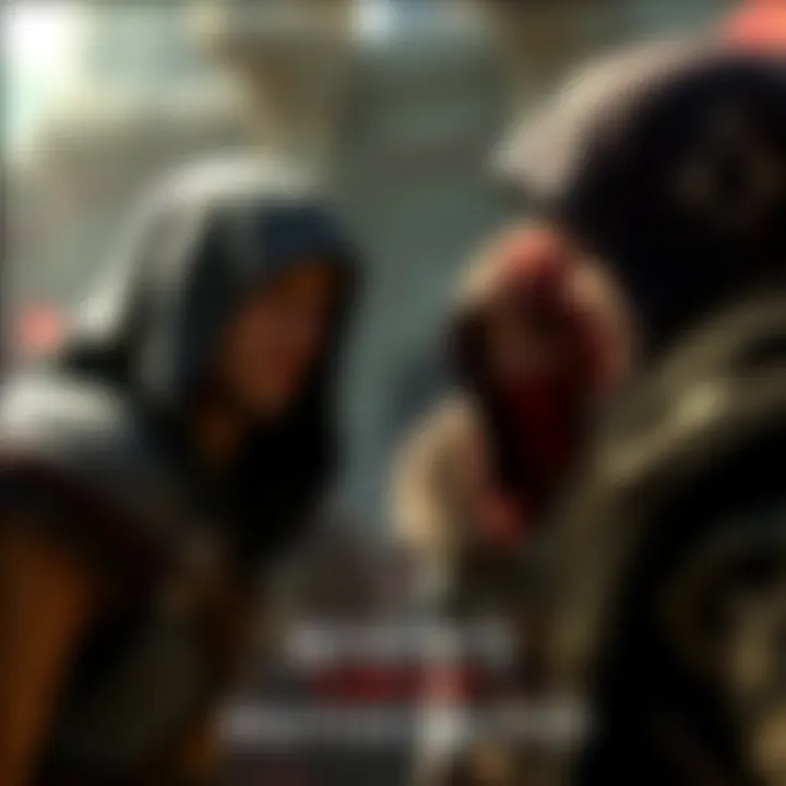 A cutscene from Assassin's Creed Brotherhood showing characters with mismatched lip movement and dialogue. The scene illustrates the lip sync issue players are experiencing.