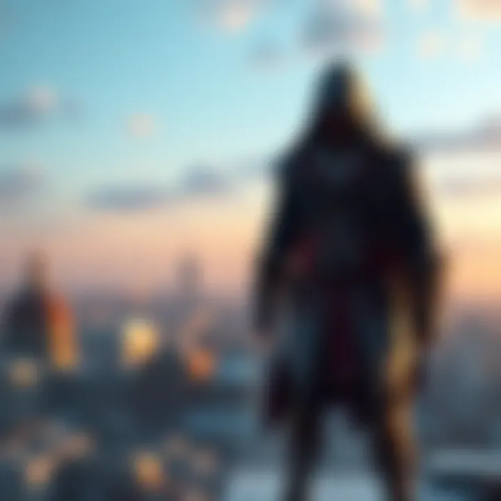 A hooded Assassin character standing on a rooftop overlooking a cityscape, symbolizing classic gameplay elements.