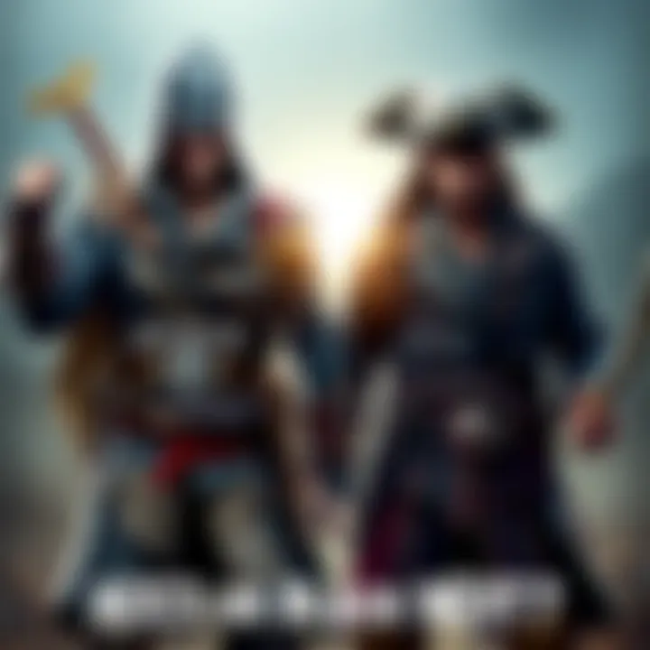 Two iconic characters from Assassin's Creed III and Black Flag stand side by side, ready for adventure. One is a revolutionary figure, and the other is a pirate captain, both with their signature weapons.