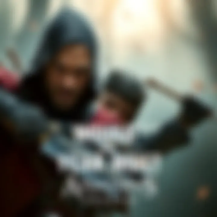 Connor and Bayek on a hunt, showcasing their intense expressions and weapons