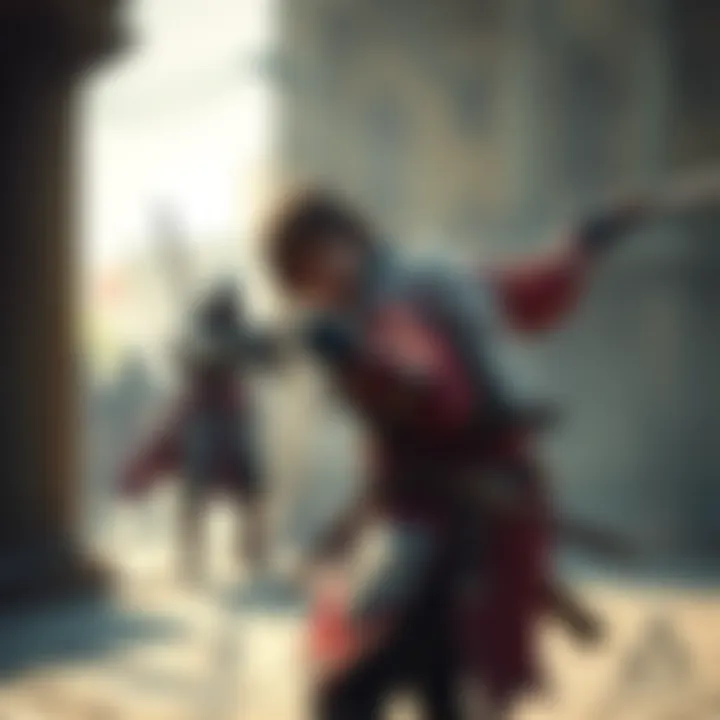 A character from Assassin's Creed showcasing combat skills against an enemy in a historical setting