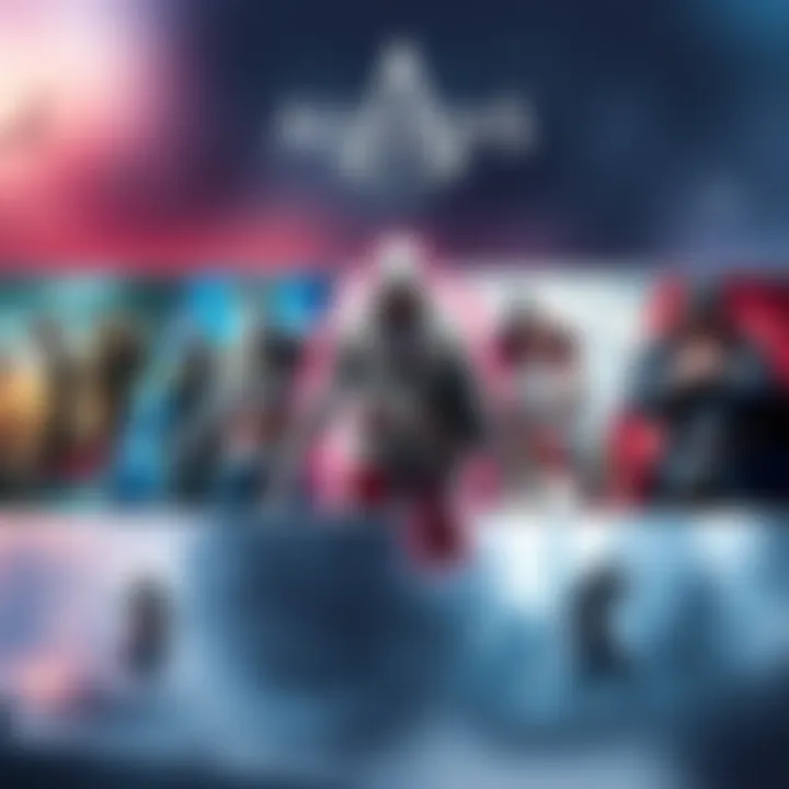 Assassin's Creed Game Covers A collection of covers from various Assassin's Creed games showcasing different characters and settings from the series