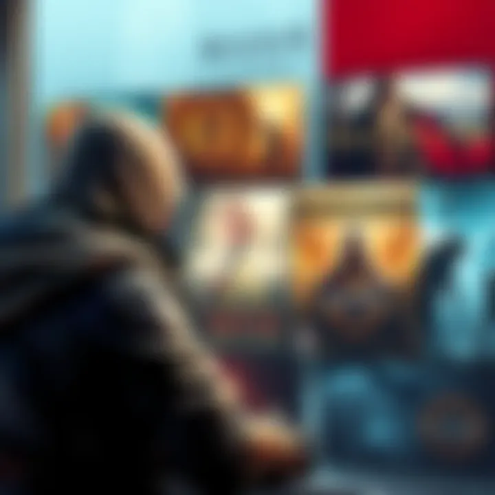 A player looking at different Assassin's Creed game covers, including Mirage, Origins, and Valhalla, pondering which to play next.