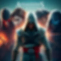 A depiction of iconic characters from the Assassin's games, featuring modern day elements and technology