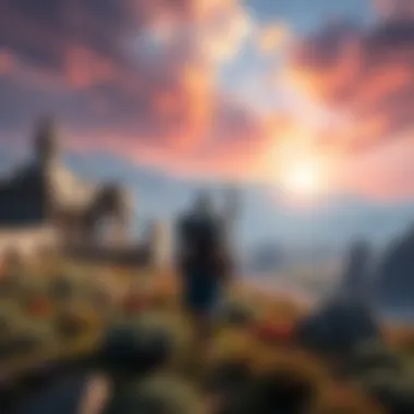 A character exploring a detailed landscape in Assassin's Creed Odyssey with ancient ruins in the background.