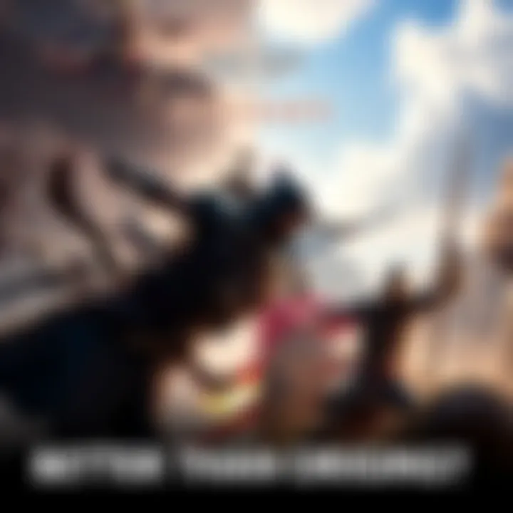A split image showcasing gameplay scenes from Assassin's Creed Odyssey and Origins, highlighting their differences in style and action, with characters from both games in action poses.