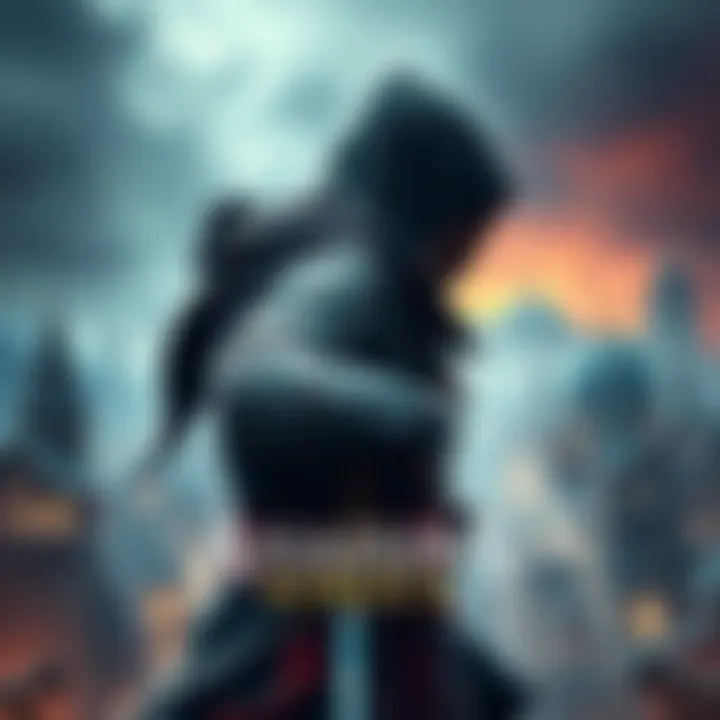 Artwork of Assassin's Creed Rogue Resynced featuring a hooded character with a sword, set against a historical city backdrop.