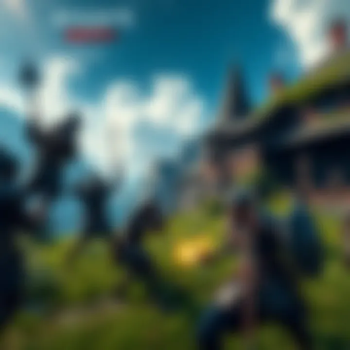 Assassin's Creed Valhalla Gameplay A Viking warrior in Assassin's Creed Valhalla, engaging in combat against enemies in a lush green setting with historic buildings