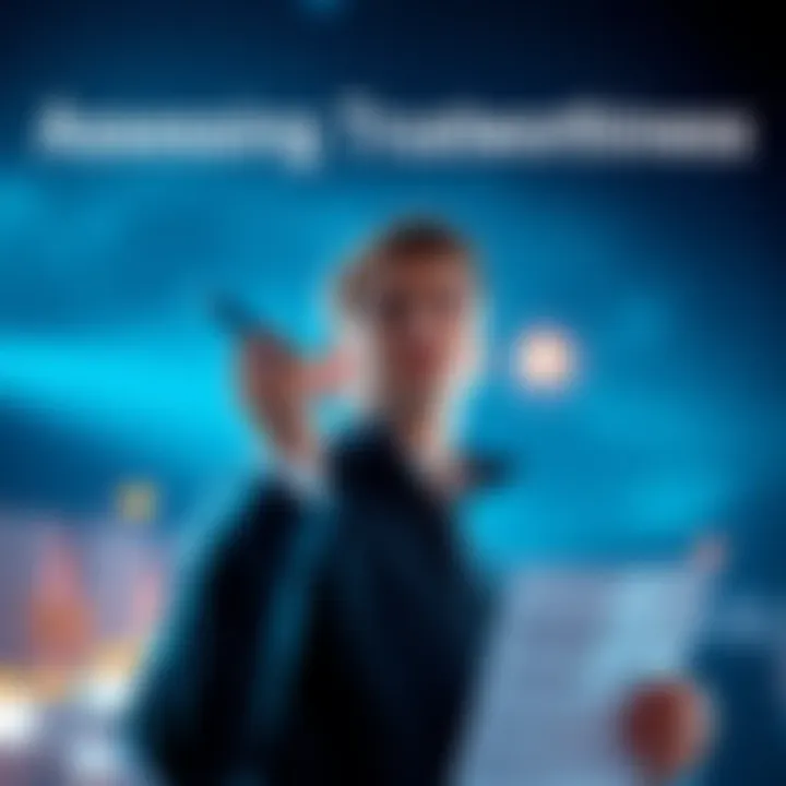 A person evaluating trust factors with a checklist in hand, looking thoughtful.