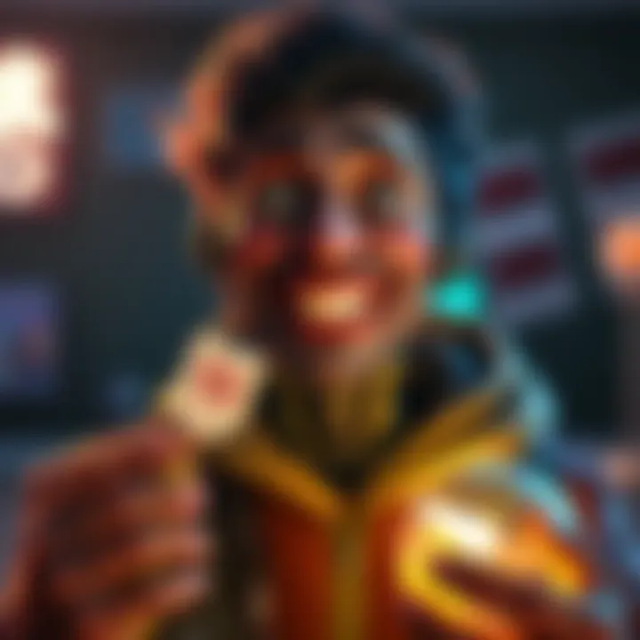 Astel showing off his human teeth while holding unusual items, looking confused about his choices.