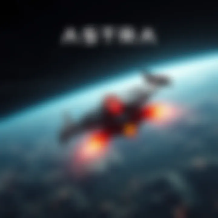 Astra Space Game Prototype A screenshot from Astra, showcasing a spaceship flying in a detailed space environment, reminiscent of Star Citizen.