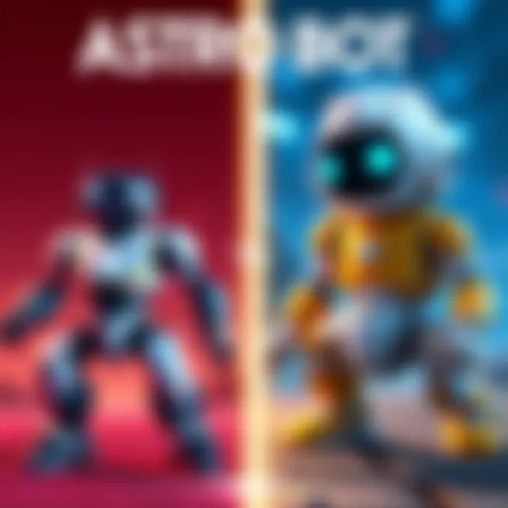 A side-by-side comparison of Astro Bot Rescue Mission on PSVR and Astro Bot on PS5, showcasing their unique styles and gameplay elements.