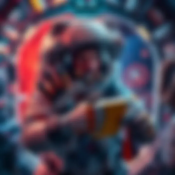 An astronaut holding essential gear items for a space mission, including a helmet, gloves, and a toolkit, in a spacecraft setting