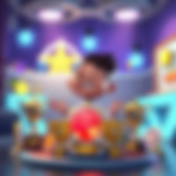 A joyful scene showing a character from Astros Playroom surrounded by trophies, celebrating 100% game completion.