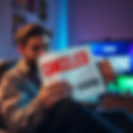 Angry customer holding RTX 5090 cancellation notice while looking frustrated, with a computer in the background showing the new price of $5090