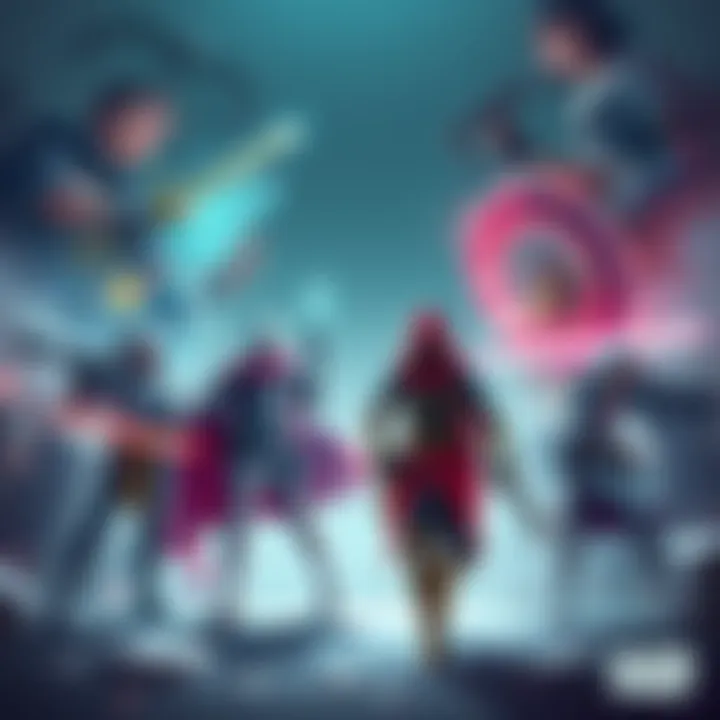 An illustration showing different characters from asymmetrical multiplayer games, highlighting their unique abilities and roles in gameplay