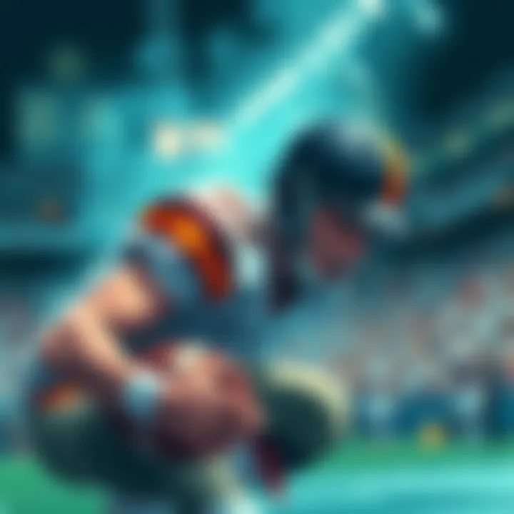 Illustration of athlete measuring skill with downs An athlete evaluating performance using downs during a sports game