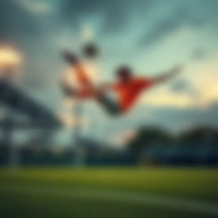 A soccer player executing a speedflip on the field, showcasing agility and skill