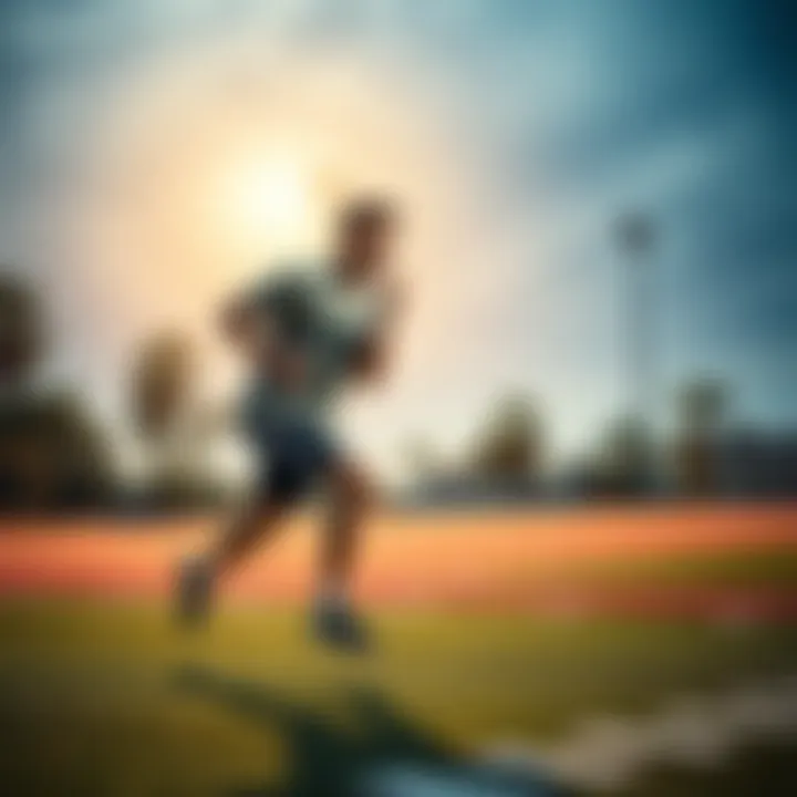 A focused athlete running drills on a sports field, demonstrating commitment despite challenges