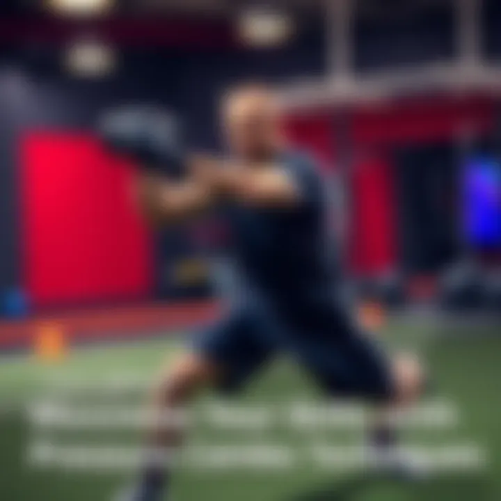 Athlete practicing pressure combos An athlete executing a pressure combo exercise in a training setting, focusing on strength and technique.