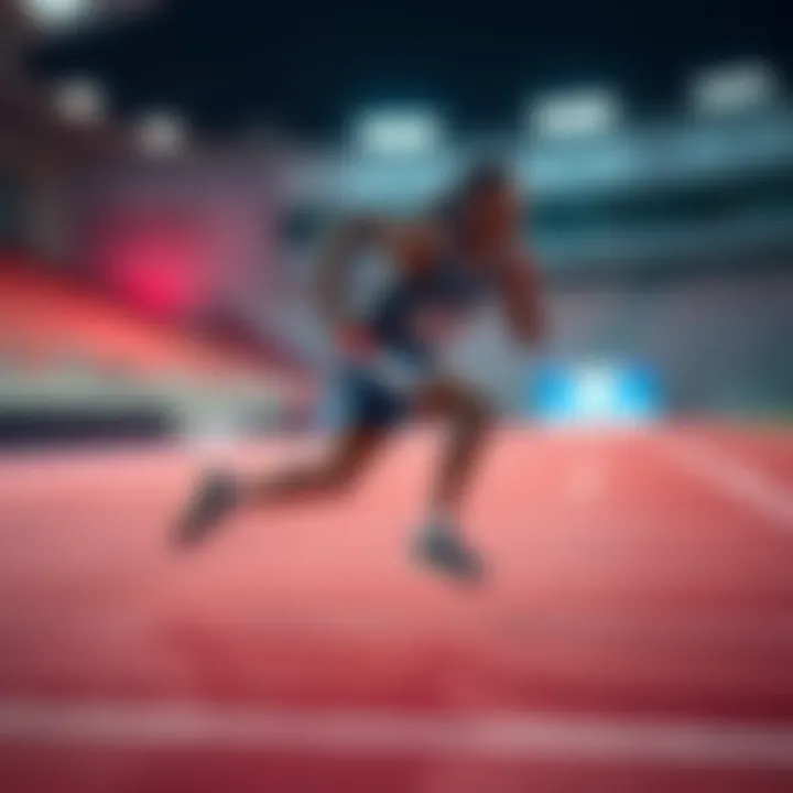 An athlete in motion, sprinting on a track to improve their time.
