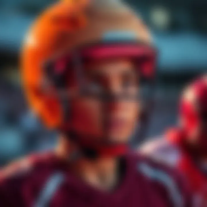 A young athlete wearing a bright helmet while playing a sport, highlighting the importance of safety gear in sports