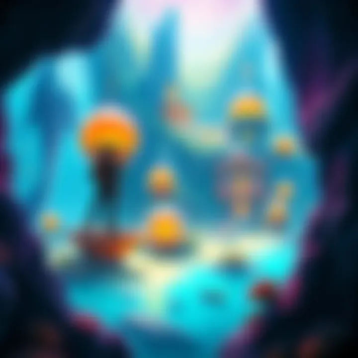 Exploring Atlantis After the Main Story A colorful underwater scene showing a player character exploring vibrant locations in Atlantis, with quests and treasures visible in the background