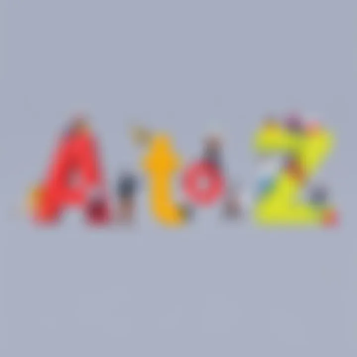 Colorful letters A to Z with people engaged in various activities representing personal growth and goal achievement.