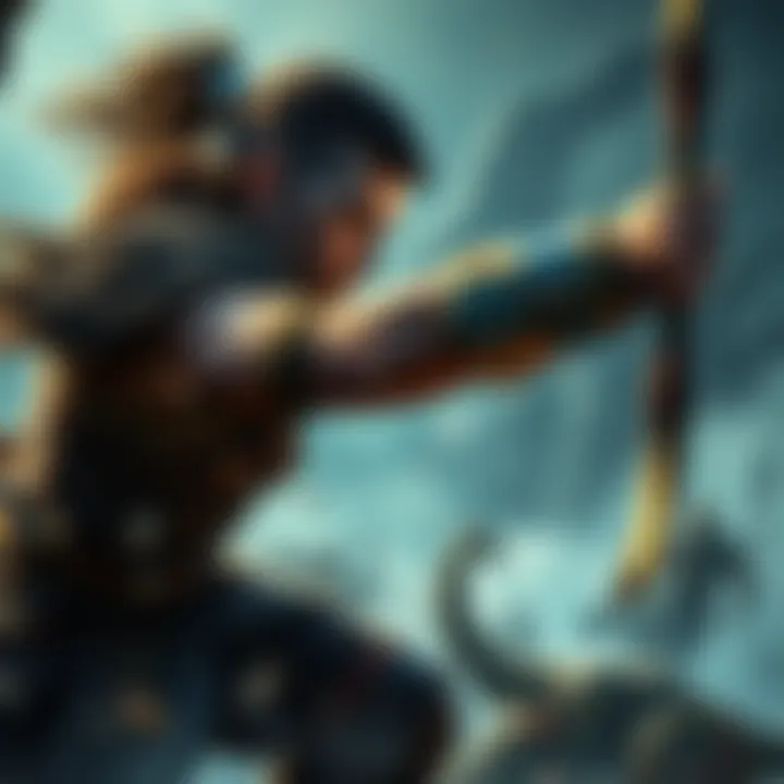 Atreus battling in an epic scene, showcasing his skills and determination