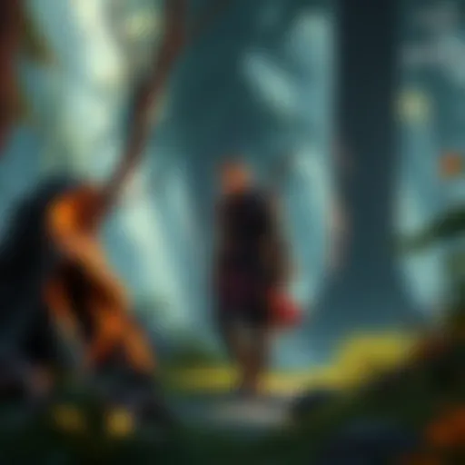 Atreus exploring a lush forest environment in Ironwood, showcasing his unique abilities and personality.