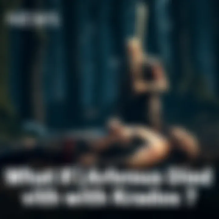 Atreus lays on the ground, seemingly lifeless, while Kratos stands over him with a pained expression, sword in hand, in a dark forest setting.
