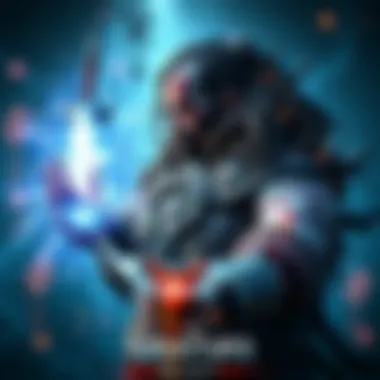 Atreus casts a spell to help Kratos break free from his cursed blades, surrounded by magical symbols and energy.