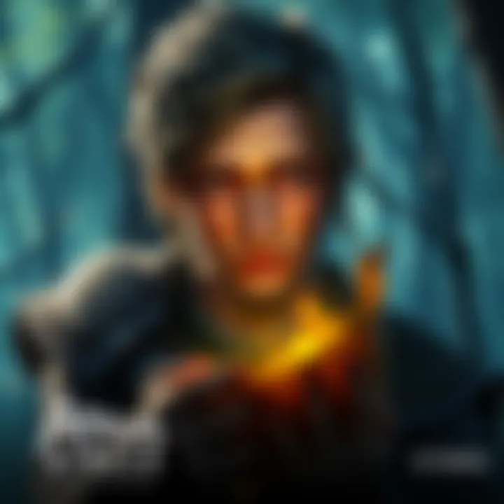 Atreus, the character, gazes at a glowing prophecy scroll, looking confused and concerned, surrounded by a mystical forest setting.