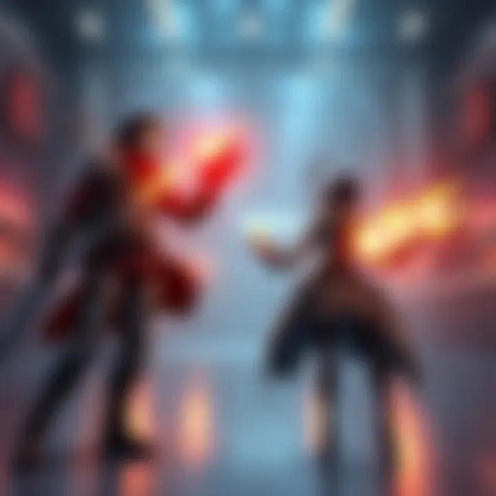 Graphic showing updated characters Deathslinger and Oni with enhanced abilities in a game lobby setting