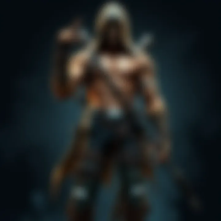 The Attack Titan Trapper character from Dead by Daylight stands in a fierce pose with a powerful stance, showcasing muscular build and characteristic features.