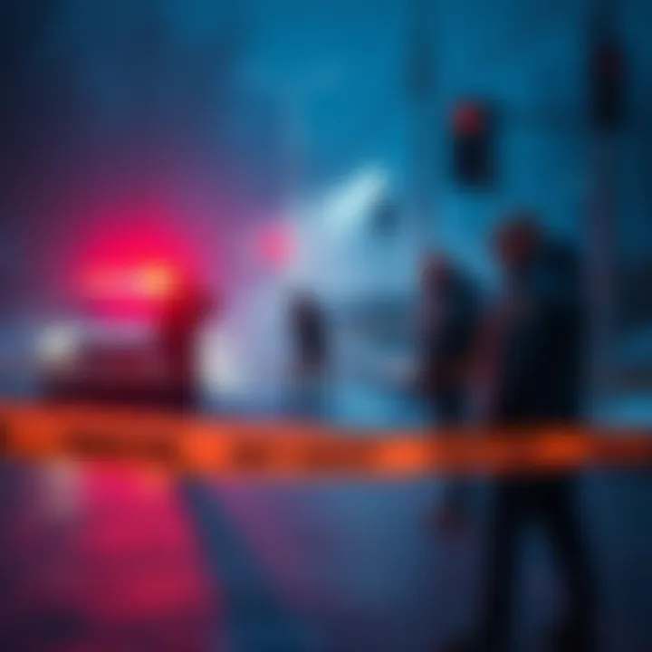 Scene of attempted shooting involving a man targeting Artyom, showing police investigation and onlookers