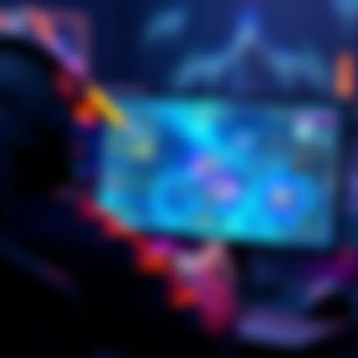 A gamer using aura farming techniques on their screen, showcasing in-game strategies for success